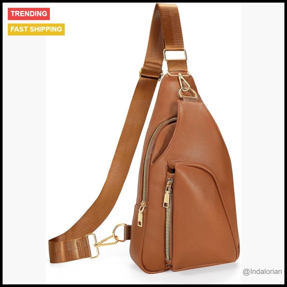 PU Leather Fanny Pack Crossbody Sling Bag Trendy Travel Chest Bag Adjustable